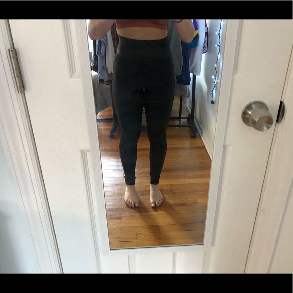 Faux distressed leather high waisted leggings
